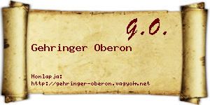 Gehringer Oberon névjegykártya